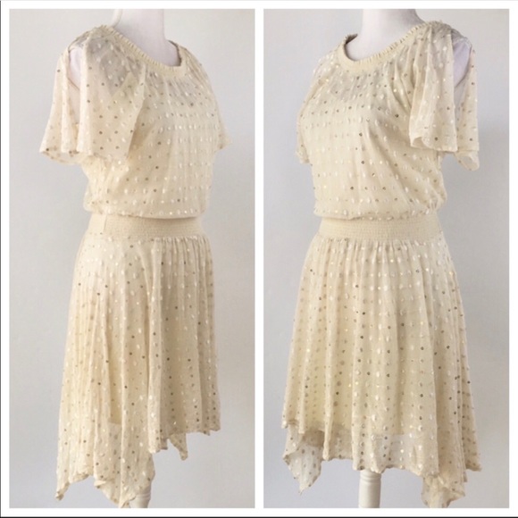 Anthropologie Dresses & Skirts - Anthropologie Leifnotes gold sequin cream dress 6